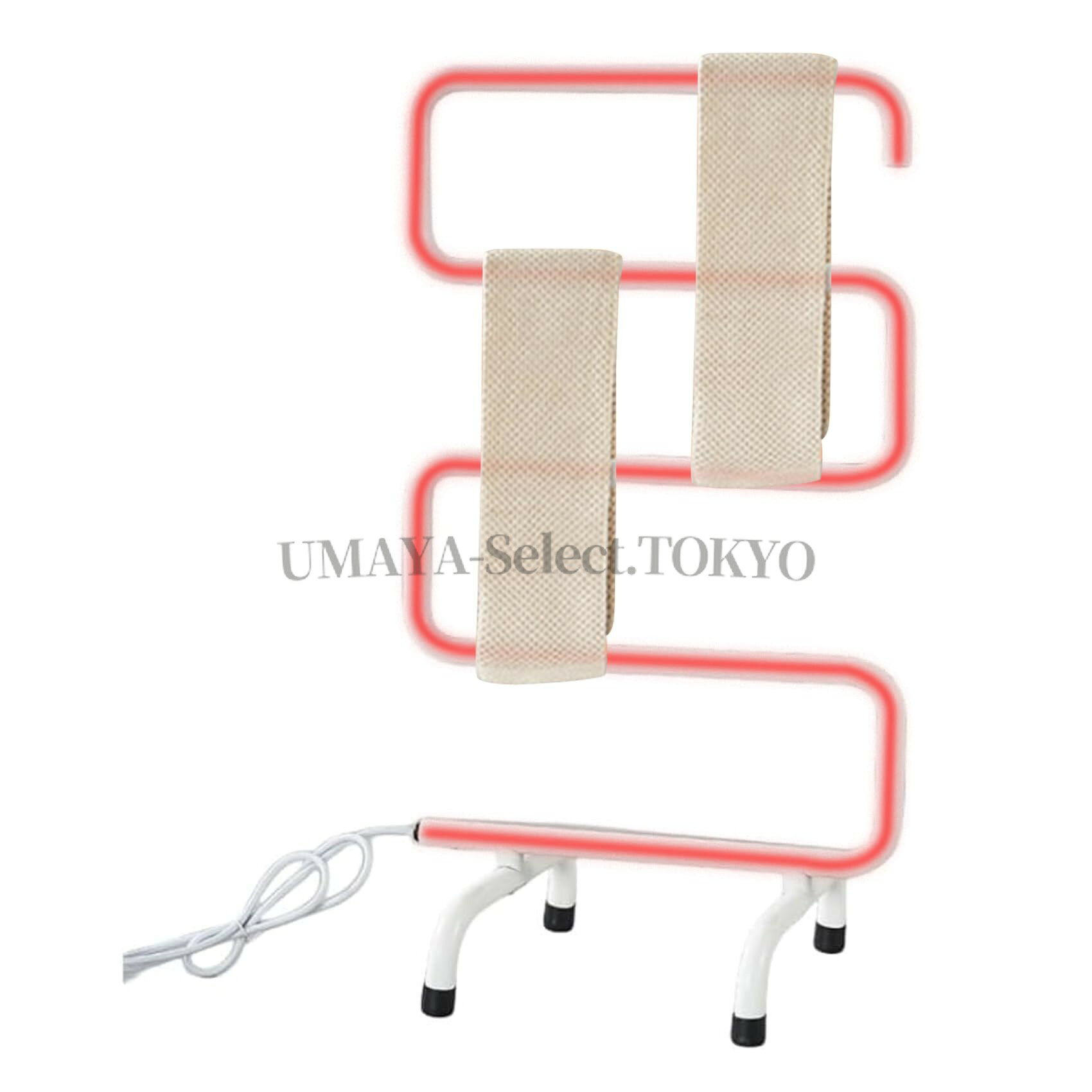 UMAYA-Select.TOKYOの電気タオルウォーマ 乾燥ラック 急速加熱 低電力 IPX4防水 タオルウォーマー ステンレス鋼 S型 自立型 浴室用 電気加熱式タオルラック 加熱タオルラック 恒温布巾掛け 浴室 洗面台 ホテル用｜アングル2