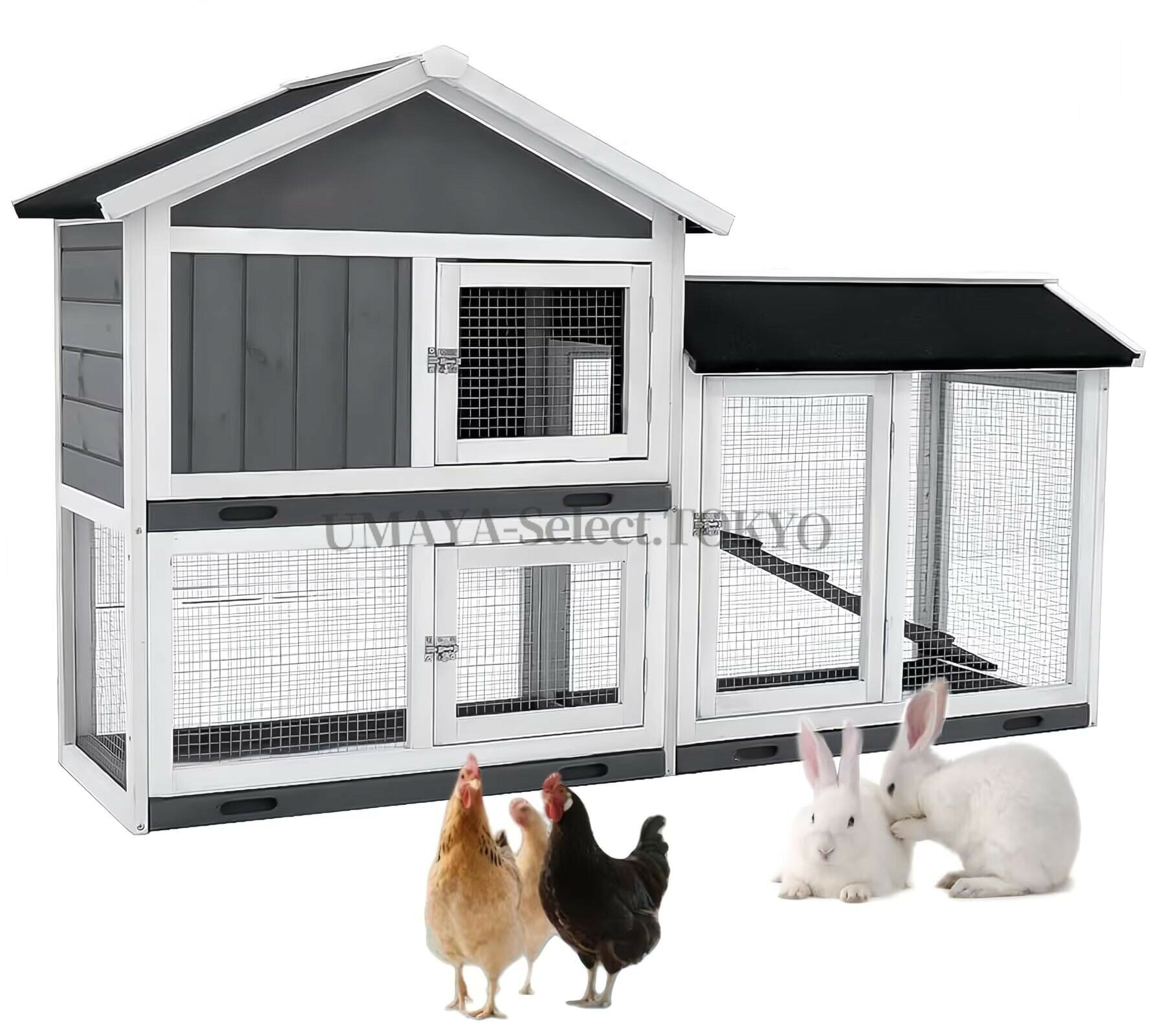 メーカー希望小売価格はメーカーカタログに基づいて掲載しています【商品名】鶏小屋 鶏用ケージ 木製 鶏舎 大型 2階建てのヘンハウス 155*54*94.5cm 6羽用 複数のドア付き 取り外し可能な底 水で洗える 屋外 耐候性 組み立て簡単 家庭用 飼育ケージ【価格】53633円【商品説明】【頑丈な構造】鶏舎はモミの木で作られ、屋根は耐候性設計を採用し、美しく耐久性があるだけでなく、風雨に効果的に抵抗し、雨がシームレスに浸入し、内部を乾燥して快適に保護します。柵は亜鉛メッキ鉄メッシュ構造を採用しており、耐久性があり錆びません。ご注意：サイズ測定では1-3cmの誤差があります。予めご了承ください。【思慮深いデザイン】鶏小屋はそれぞれ3ドアでデザインされています。良好な空気循環を確保し、ペットの健康を守ります。メッシュフェンスは家禽の換気に不可欠であり、家禽を外部の捕食者から保護します。ペットが遊んだり運動したりするためのチキンスタンドとはしごが中にあります。【広いスペース】屋外二層の設計で、広い空間を提供します。木製家禽ケージとしてだけでなく、小動物のアパートメントとしても使えます。鶏、ウサギ、アヒル、その他の小動物に非常に適しており、6羽の鶏を収容できます。【お掃除しやすい】ペットケージの底に取り外し可能な底部スライドトレイがあり、糞を捕まえて落とすことができ、掃除が簡単でくっつかず、衛生状態を保ち、便利で実用的です。商品の説明仕様：名前：鶏小屋/鶏舎/ペットケージ素材：【商品名】鶏小屋 鶏用ケージ 木製 鶏舎 大型 2階建てのヘンハウス 155*54*94.5cm 6羽用 複数のドア付き 取り外し可能な底 水で洗える 屋外 耐候性 組み立て簡単 家庭用 飼育ケージ【価格】53633円【商品説明】【頑丈な構造】鶏舎はモミの木で作られ、屋根は耐候性設計を採用し、美しく耐久性があるだけでなく、風雨に効果的に抵抗し、雨がシームレスに浸入し、内部を乾燥して快適に保護します。柵は亜鉛メッキ鉄メッシュ構造を採用しており、耐久性があり錆びません。ご注意：サイズ測定では1-3cmの誤差があります。予めご了承ください。【思慮深いデザイン】鶏小屋はそれぞれ3ドアでデザインされています。良好な空気循環を確保し、ペットの健康を守ります。メッシュフェンスは家禽の換気に不可欠であり、家禽を外部の捕食者から保護します。ペットが遊んだり運動したりするためのチキンスタンドとはしごが中にあります。【広いスペース】屋外二層の設計で、広い空間を提供します。木製家禽ケージとしてだけでなく、小動物のアパートメントとしても使えます。鶏、ウサギ、アヒル、その他の小動物に非常に適しており、6羽の鶏を収容できます。【お掃除しやすい】ペットケージの底に取り外し可能な底部スライドトレイがあり、糞を捕まえて落とすことができ、掃除が簡単でくっつかず、衛生状態を保ち、便利で実用的です。商品の説明仕様：名前：鶏小屋/鶏舎/ペットケージ素材：