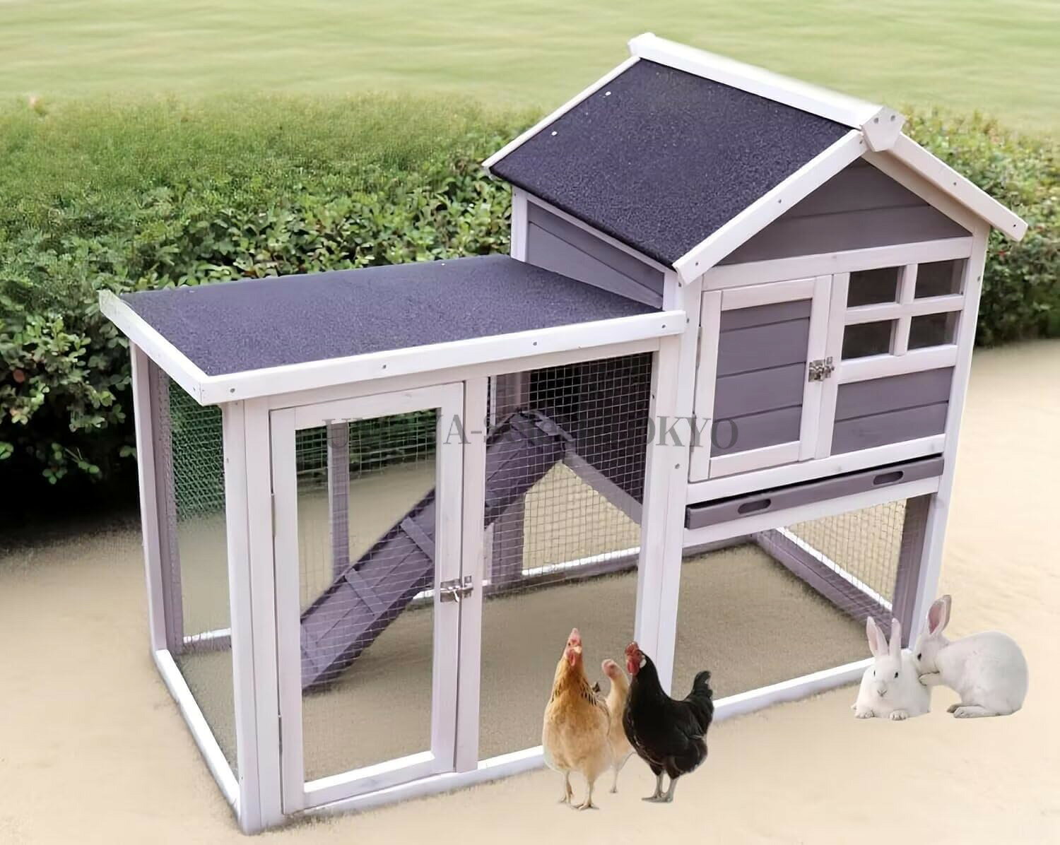 【ポイント3倍!7月限定!店舗の人気商品!】鶏小屋 鶏用ケージ 木製 鶏舎 大型 マルチレベルヘンハウス 122*62*93.3cm 4-6羽用 複数のドア付き 取り外し可能な底 水で洗える 屋外 耐候性 組み立て簡単 家庭用 飼育ケージ