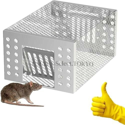 全自動ネズミ捕りかご 家庭用連続自動トラップ ネズミ捕り 小型かご 捕獲 害獣 トラップ 餌 駆除 対策 角型 再使用 網目 ねずみ取り 害獣捕獲機 家庭菜園 農業作物保護 畑 家 納屋 室内 屋外 ワナ 捕り カゴ