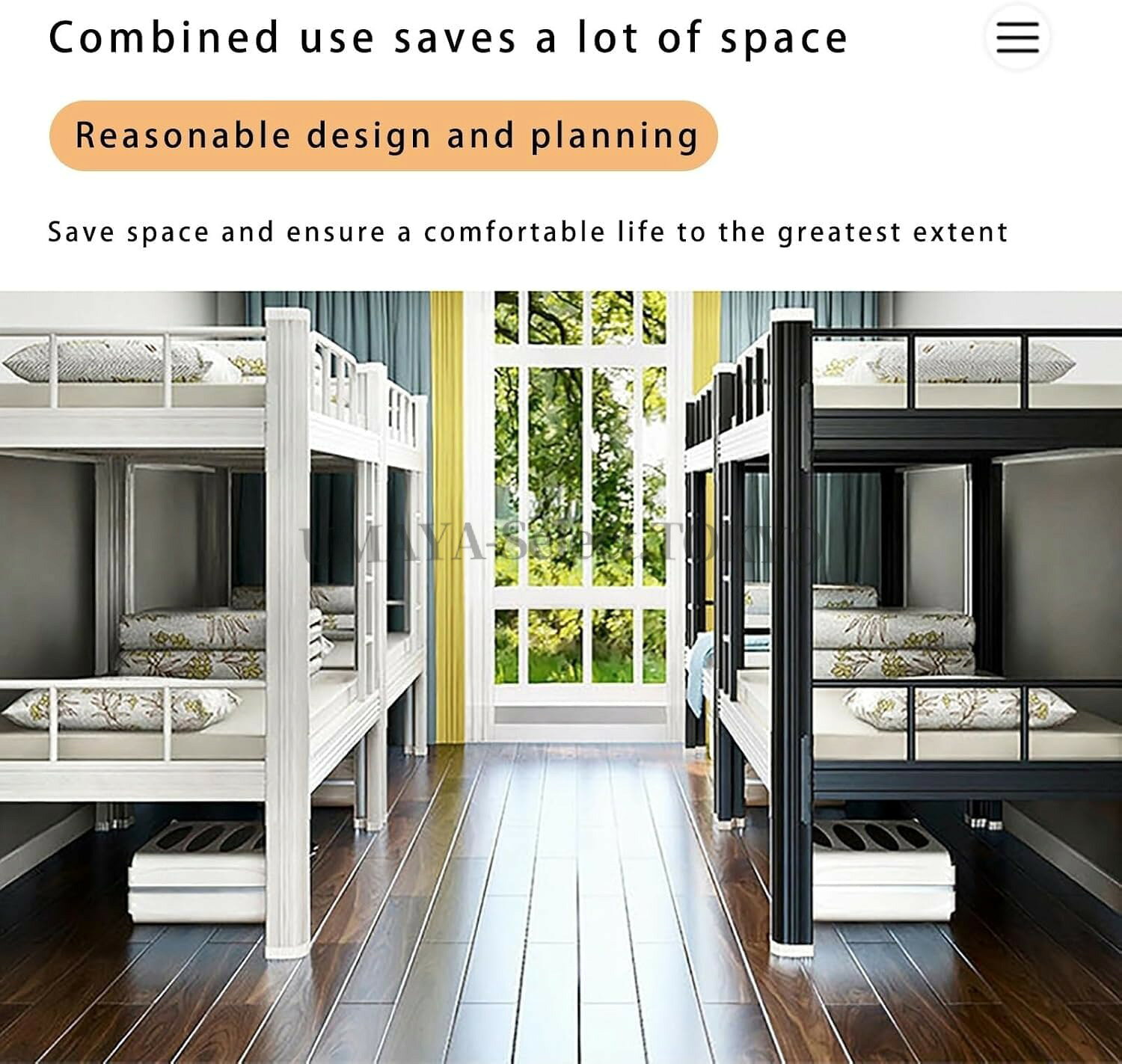 UMAYA-Select.TOKYOの2段ベッド 大人用 ロフトベッド 階段付き 二段 大人 ロータイプ 2段ベット 二段ベット はしごとフレームが付いており、子供からまで使える頑丈なスチール製の二段です 上下床｜アングル3
