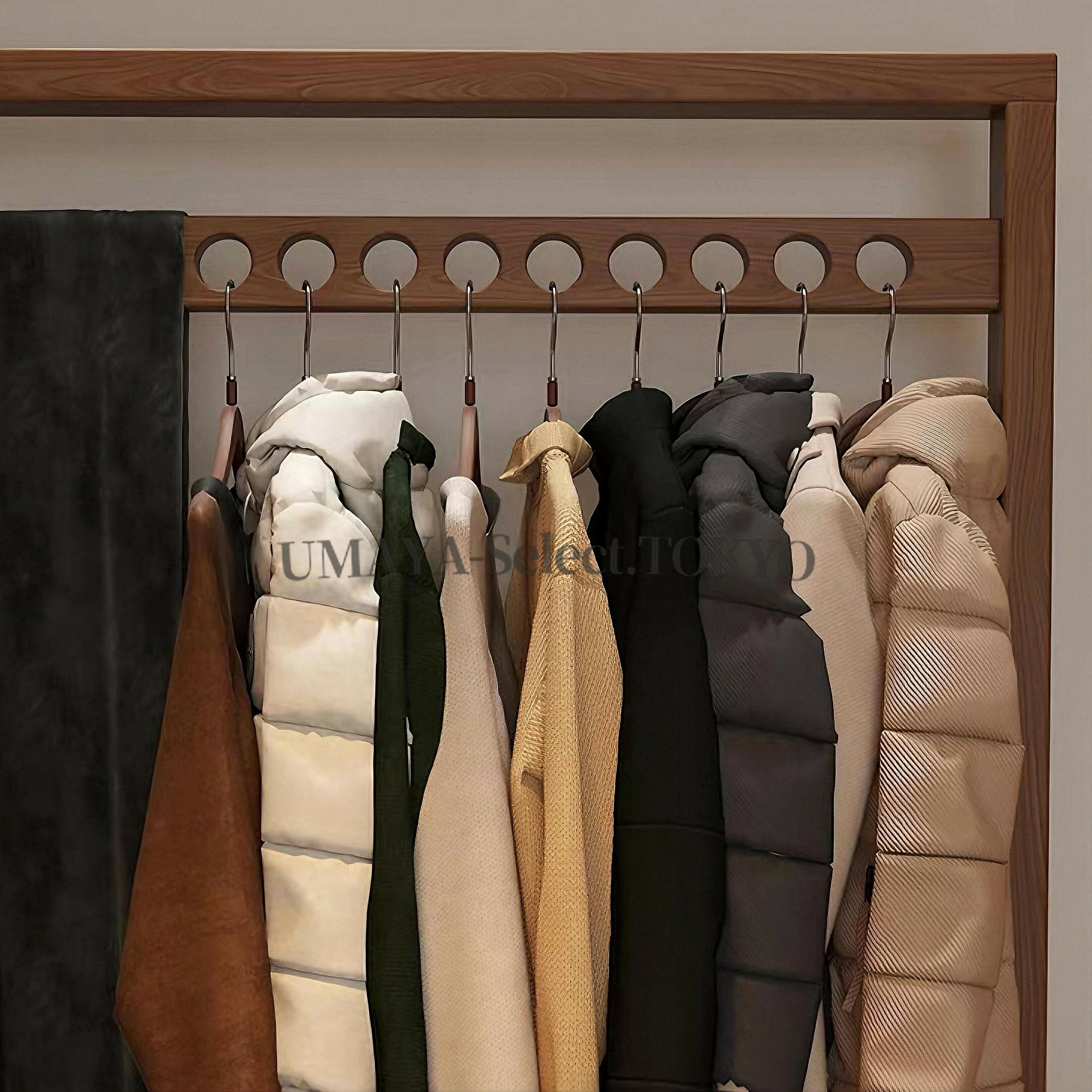 ハンガーラック 洋服収納 木製 クローゼット 360°回転姿見鏡付き コート掛け シューズラック カバン掛け ランドセルラック 帽子掛け 部屋 仕切り パーティション 目隠し 室内 ワードローブ 靴 収納 服かけスタンド 洋服タンス 衣類掛け 大容量 シェルフラック 玄関 収納 棚 [3]