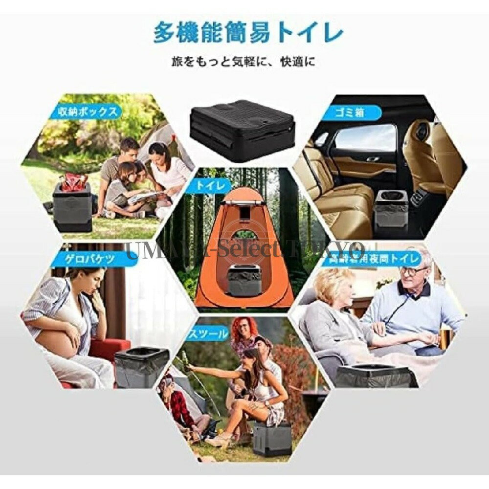 非常用携帯トイレ 防災 車中泊 アウトドアに 折り畳み式ポータブルトイレ 自然分解処理袋12枚付き 収納ポケット付 仮設トイレ 緊急用 災害用 キャンプ 登山 旅行 釣り コンパクト 防災グッズ グリーン 3