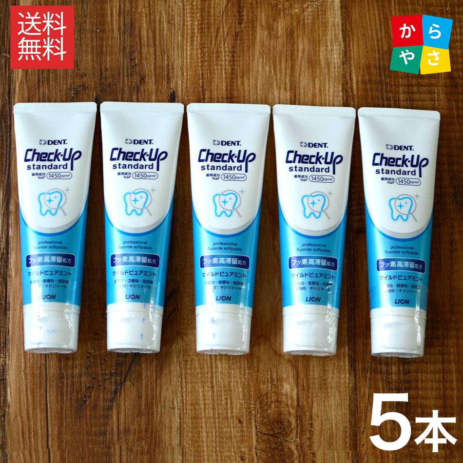 フッ素 歯磨き 1450ppm ライオン デント チェックアップスタンダード 135g 5本 セット フッ化物 高濃度 医薬部外品 DENT Check-Upstandard フッ素 歯磨き 歯みがき 宅急便発送 あす楽 送料無料 宅急便発送