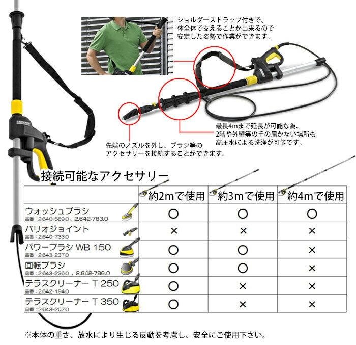 延長パイプ 4m（ケルヒャー KARCHER 高圧洗浄機 家庭用 高圧 洗浄機 洗浄器 アクセサリー オプション 高い 高所 部品 パーツ)