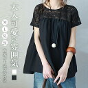 ●15%OFFクーポンで1,683円送料無料●半袖 ブラウス 刺繍レース Tシャツ 刺繍トップス 着瘦せ 首元レース 刺繍シャツ 体型カバー 透け感 薄手 レディース 韓国ファッション 大人女性 可愛い ゆったり プルオーバー お洒落 キレイめ 夏 お出かけ 20代 30代 40代 50代(4)