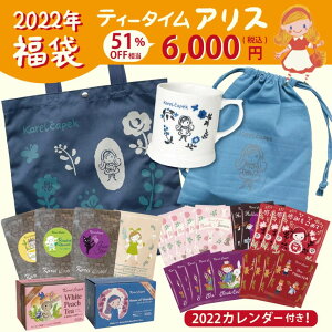 51％OFF相当 【予約商品】 福袋 6000円 お得 紅茶 129杯分 マグカップ トートバッグ 巾着 カレンダー付 ストレートティー 水出し かわいい おしゃれ 女の子 カレルチャペック紅茶店 2022カレル紅茶福袋 ティータイム アリス