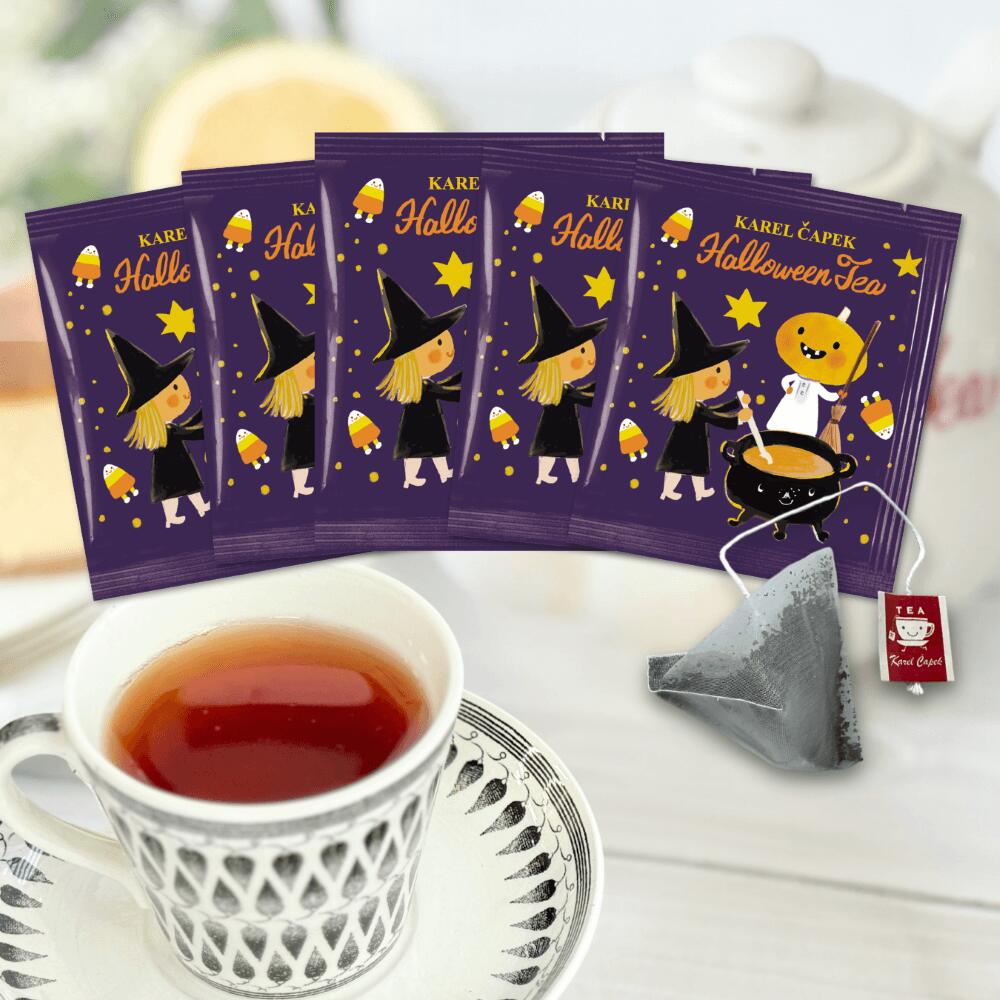 【ポスト投函】ハロウィンティー 個包装 ティーバッグ（5枚 巨峰 ぶどう 紅茶 秋 カップ用ティーバッグ フレーバーティー アイスティー｜ お菓子と一緒に 新発売 ティーバッグ かわいい フレーバーティー 新商品 新作のサムネイル
