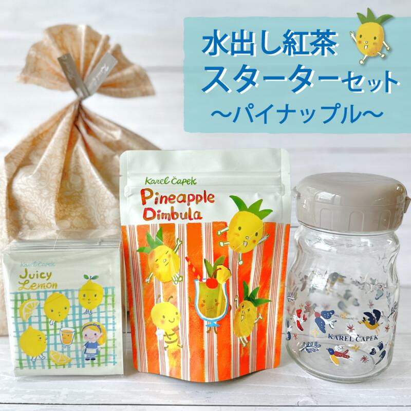 水出し紅茶スターターセット パイナップルディンブラ│紅茶 アイスティー ポット用ティーバッグ サイダー出し │新発売 夏 簡単 ティーバッグ スタンドパック 個包装 かわいい レモン パイナップル │ギフト 母の日 母の日ギフト │ 紅茶専門店 カレルチャペック紅茶店のサムネイル