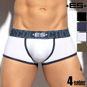 ボクサーパンツ メンズ EScollection/イーエス・コレクション WHITE COTTON TRUNK コットン 綿 ローライズ 立体縫製 ボクサーパンツ 男性下着　メンズ　パンツ