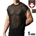 AndrewChristian/アンドリュークリスチャン Mesh Motion Tee Tシャツ トップス 透け シースルー ストライプ メンズ ファッション トップス 軽量