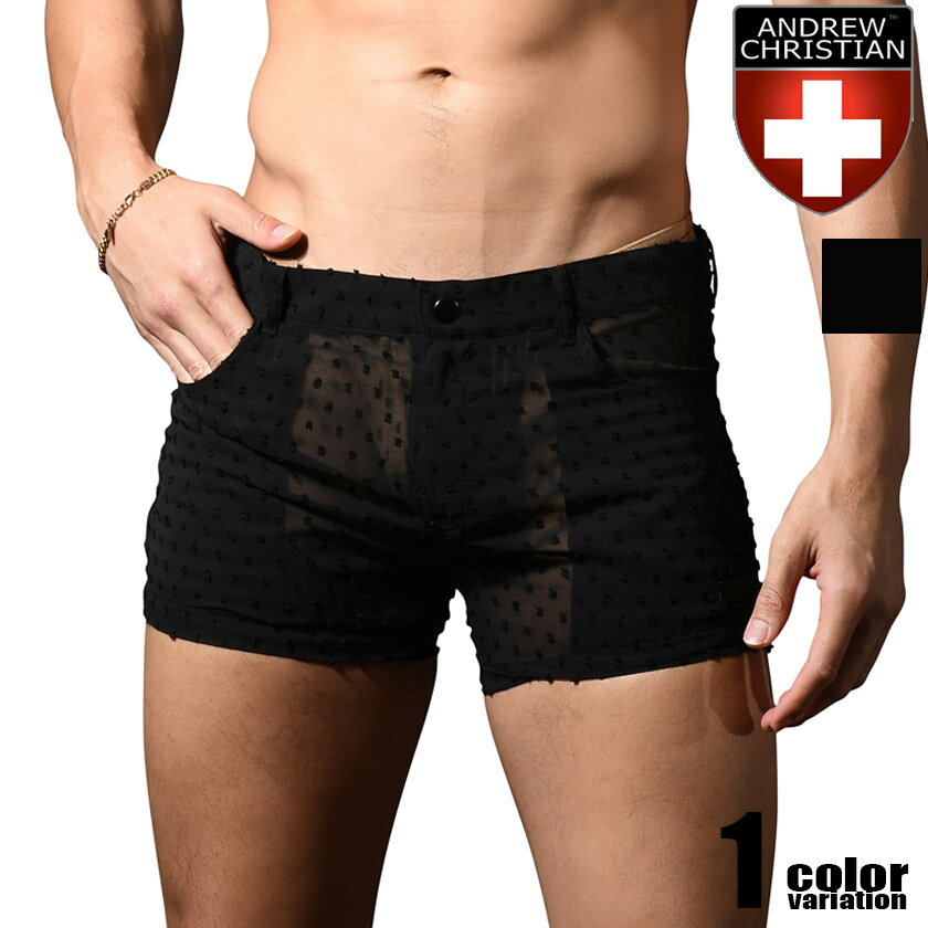 AndrewChristian/アンドリュークリスチャン Naked Truth Capsule See-Through Midnight Shorts シースルー 透け ショートパンツ メンズ ボトムス