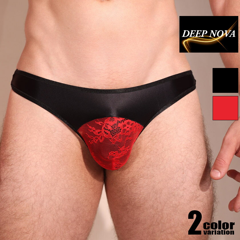 Other - Tバック メンズ DEEP NOVA/ディープノバ 部分透け レース切替 男性下着　メンズ サテン調　ツルツル　スベスベ 光沢