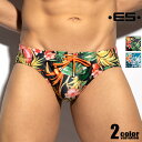 EScollection/イーエス・コレクション HAWAIIAN SWIM BRIEF 花柄 フラワー トロピカル Pack-Up モッコリ スイムウェア ビキニブリーフ型　メンズ水着 海水パンツ　海パン 男性水着 ビーチウェア