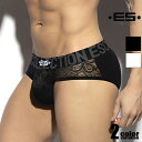 メンズビキニ ブリーフ EScollection/イーエス・コレクション LACE BRIEF レース シースルー フルバック 透け 立体縫製 ビキニブリーフ ...
