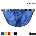メンズビキニ ブリーフ G-Station/ジーステーション サテン調ストレッチ ロゴゴムミニフロント 立体縫製 フルバック メンズビキニブリーフ 男性下着 メ...