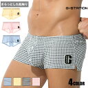 G-Station/ジーステーション くしゅくしゅチェック ワンポイント トランクス メンズ 男性下着 ローライズ 透け スリット ホワイトデー