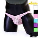 メンズTバック 【La-PommeHomme/ラポーム・オム】 フロントレース 立体縫製 メッシュ シースルー Tバック 下着 メンズ アンダーウェア パンツ ...