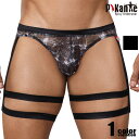 メンズビキニ Pikante/ピカンテ BESTIAL BRIEF プリントメッシュ ガーターベルト付き メンズビキニ ビキニブリーフ 男性下着 メンズ パンツ...