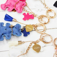 アニマルレザーキーホルダー名入れプレート付き