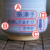 萩焼名入れ珈琲カップむらさき木箱入り
