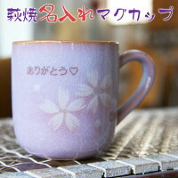 萩焼名入れマグカップ花だより木箱入り