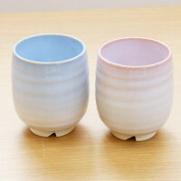 名入れ木箱と萩焼つぼみペア湯呑み