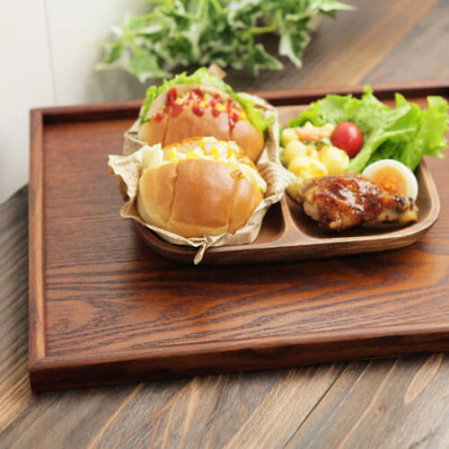 送料無料 5枚セット トレー お盆 木製 ＜中＞ 36×30cm 茶 白木 ＜長角盆＞長方形 ...