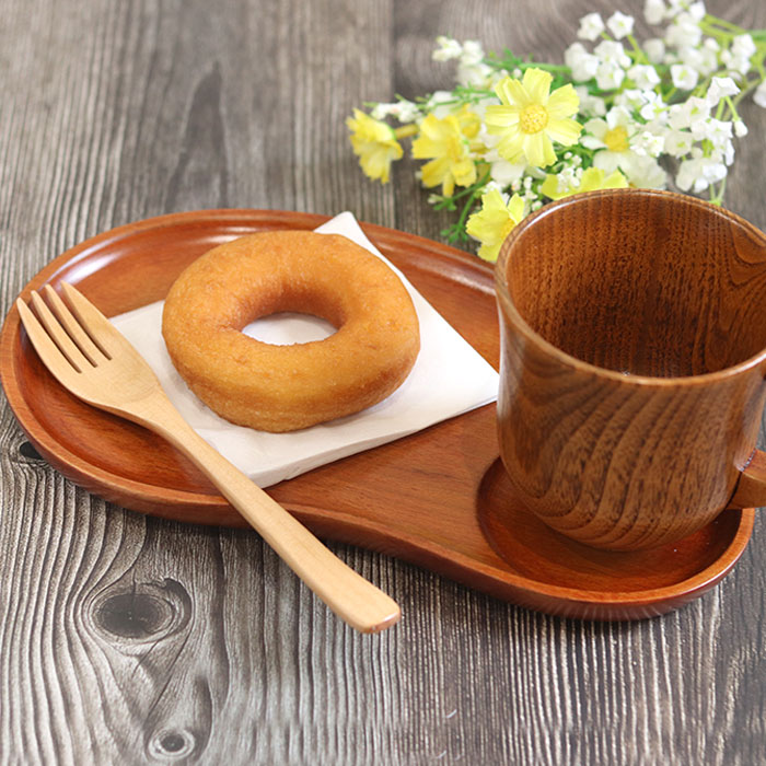 【2点で5％OFFクーポン配布中】 皿 木製 豆型 ウッドプレート モーニングプレート 茶 お皿 コーヒー ソーサー コースター 漆 うるし 和風 和 和食器 朝食 モーニング 昼食 ランチ カフェ おしゃれ かわいい キッチン 和風 洋風