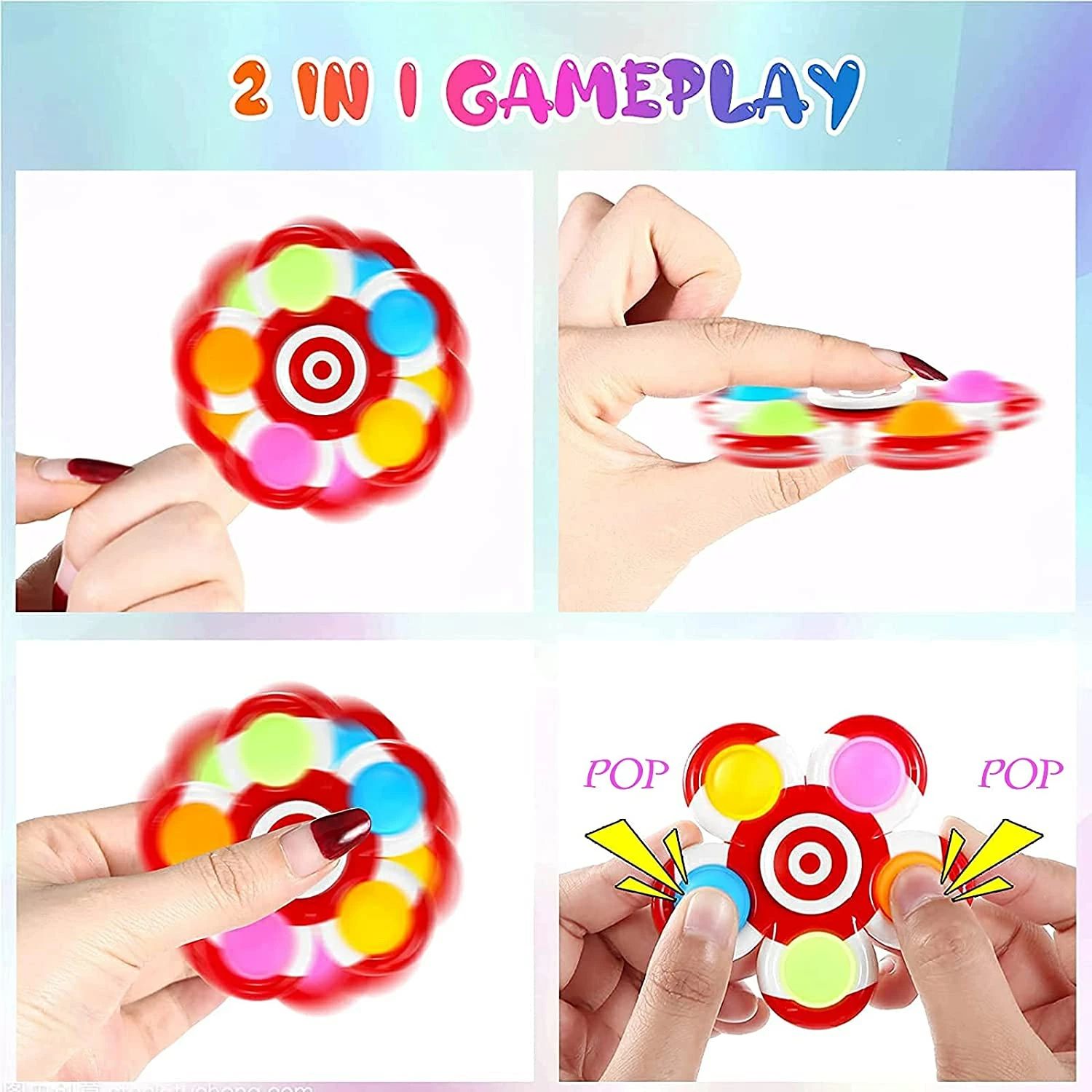 ストレス解消 グッズ プッシュポップ ハンドスピナー 3個セット スピン可能 知育おもちゃ インテリジェンス発展 ボードゲーム 子供 大人兼用 karinkaku-10008350 馨琳閣 サンプル画像2