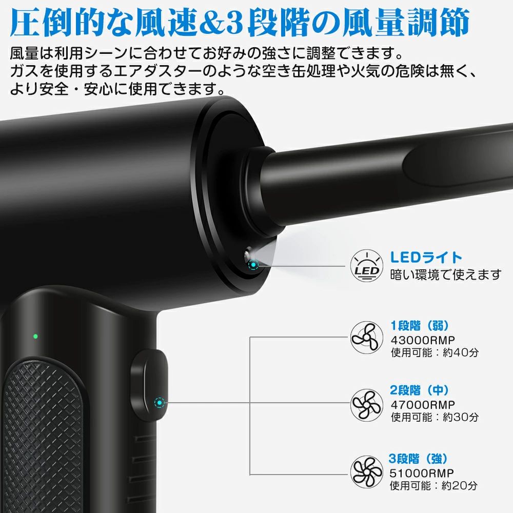 3段階風力調整 充電式 電動 USB充電式 吸引 卓上 コンピューター/OA機器/キーボー...