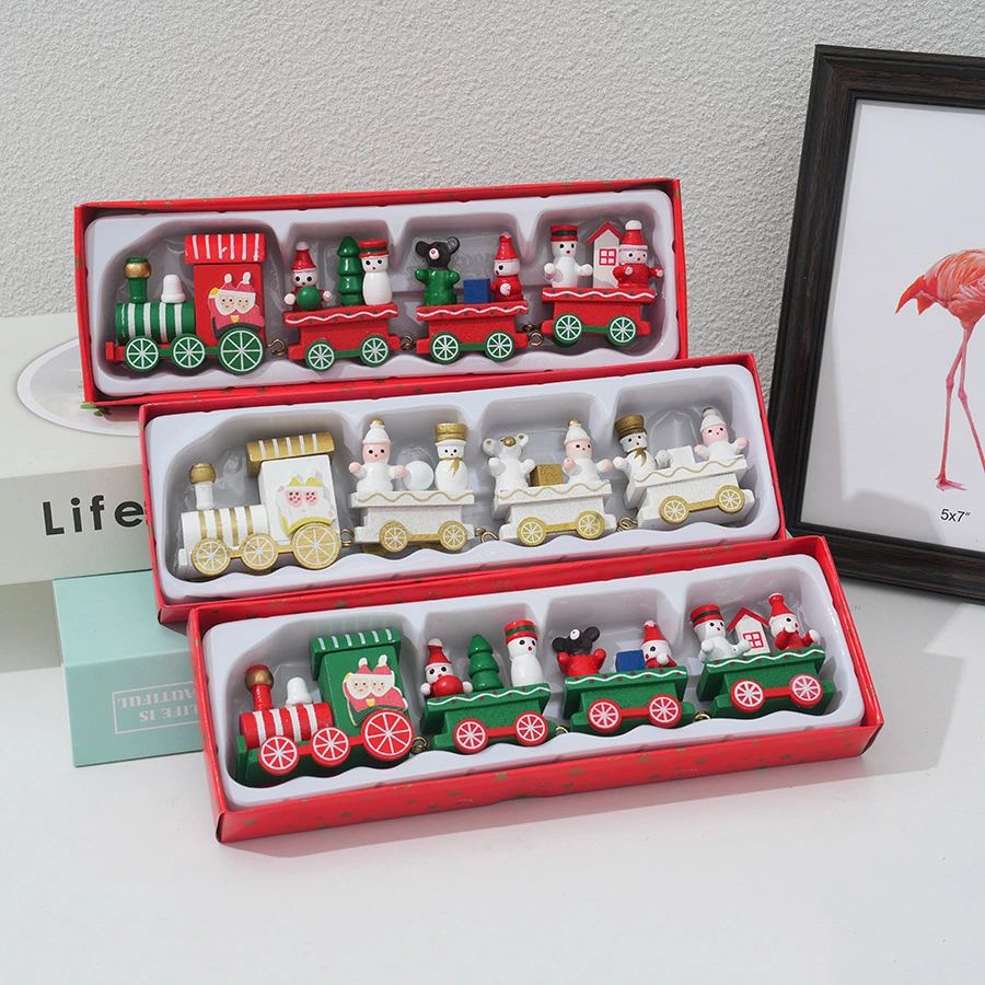 飾り 木製 列車 クリスマス クリスマス置物 オーナメント かわいい 雰囲気満載 ミニチュアアクセサリー 可愛い 子供 玄関 窓飾り 室内 卓上 デコレーショングッズ ホーム 店舗装飾 新年 誕生日 プレゼント 高級 装飾 雑貨 かわいい ウィンター