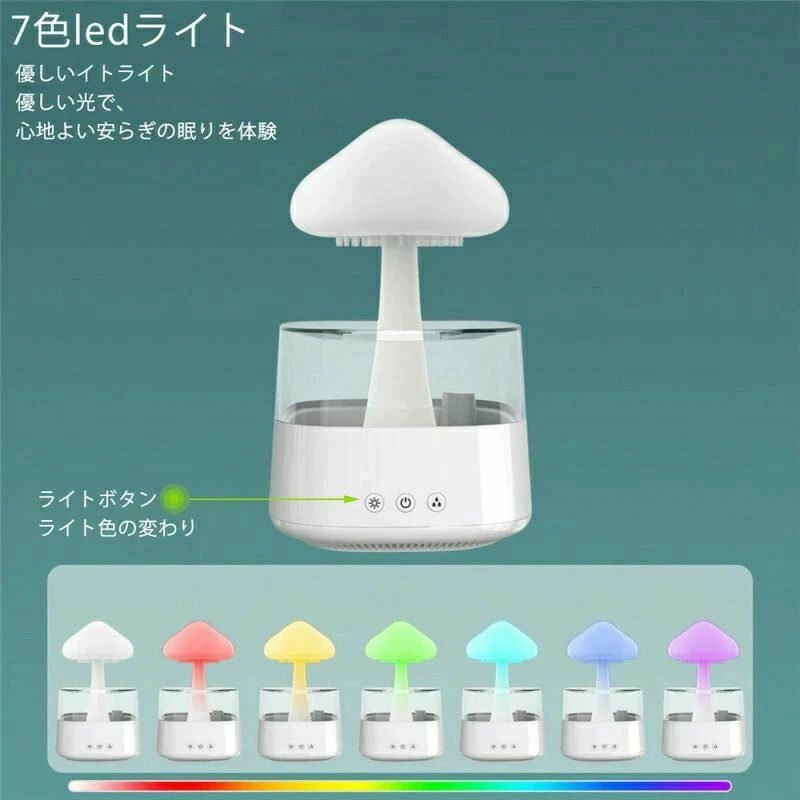 卓上 おしゃれ リモコン付き 450ml キノコ型 LEDライト付き 抗菌 強力加湿 保湿 乾燥 花粉