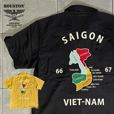 新品黒XXLヒューストン スカシャツ MAP 日本地図 和柄刺繍スーベニアシャツ HOUSTON ヒューストン 刺繍 スーベニアシャツ 地図 SOUVENIR