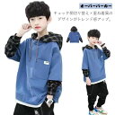 子ども服 ゆったり 130 キッズ ジュニア 150 重ね着風 秋服 フード付き 春服 男の子 プルオーバーパーカー ス ボーイズ 120 切り替え パーカー チェック柄 140