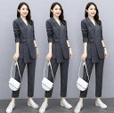 送料無料 洗えるスーツ 2点セットスーツ ビジネス 長袖ジャケット+パンツ フォーマル 通勤 OL オフィス 制服 春秋着 着痩せ 20代30代40代 ママ 面...