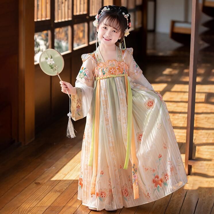 秋春夏漢服 長袖 演出 ジュニア 超可愛い キッズ イベント 刺繍 フォーマル 三五七 女の子 卒業式 マキシ丈ワンピース ピアノ 発表会 100~160 チャイナ服 子供服 中華服 入学式 森ガール チャイナドレス プリンセス コスチューム 花柄 コスプレ衣装 子どもドレス ロング丈