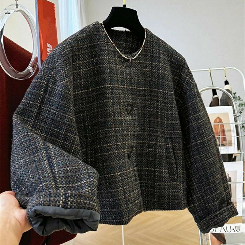 体型カバー ス オーバーサイズ 冬 レディース コート アウター カーディガン 羽織り ライトアウター 大きいサイズ ニットカーディガン 長袖ジャケット ツイード ニットカーディガン ショートコート ジャケット ニットス 秋(4)
