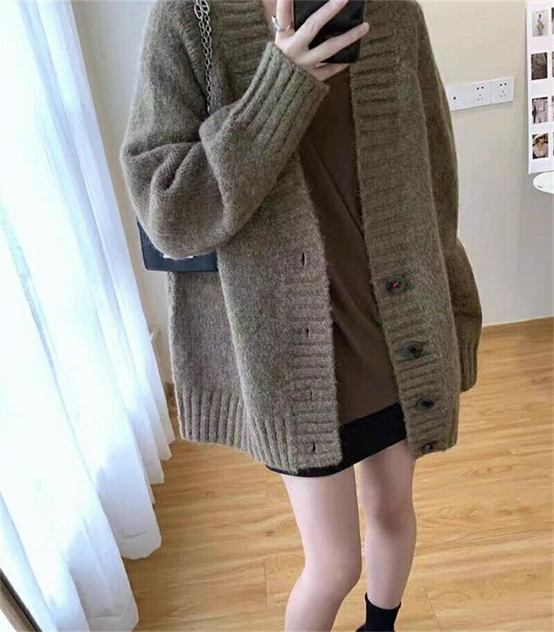 カーデ ニットス コート カジュアル ニットコート カーディガン 前開き レディース 暖かい ゆったり パーカー 秋冬 アウター オシャレ 上着 羽織り ジャケット 秋 無地 厚手 ボタン留め ニットアウター ニット セーター 秋物 羽織