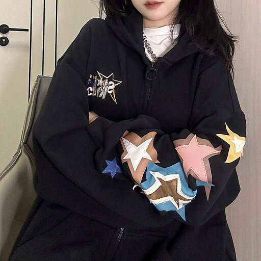 ママ 袖あり ビックシルエット ドロップショルダー ブラック アウター チュニック丈 20代 お洒落 春 ジップアップパーカー ポケット 冬 スウェット素材 アメリカン 長袖 秋冬 ママコーデ キュート ガーリー 40代 大人カジュアル フード付き パーカー レディース 星柄 30代 ママ 袖あり ビックシルエット ドロップショルダー ブラック アウター チュニック丈 20代 お洒落 春 ジップアップパーカー ポケット 冬 スウェット素材 アメリカン 長袖 秋冬 ママコーデ キュート ガーリー 40代 大人カジュアル フード付き パーカー レディース 星柄 30代