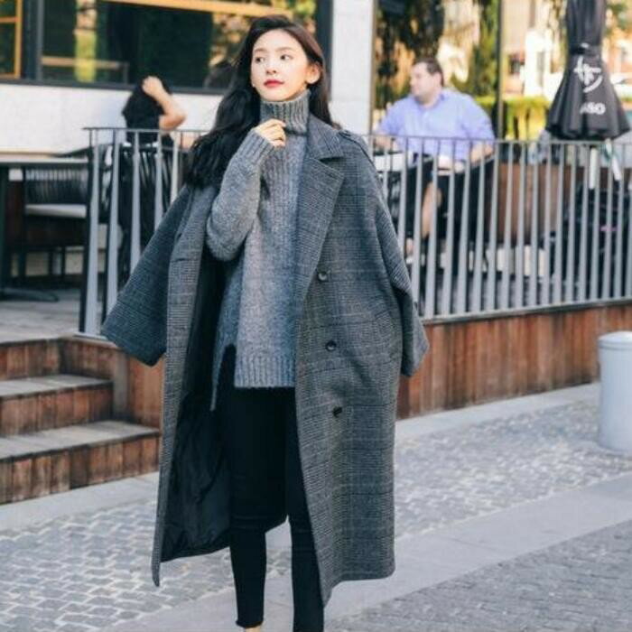 春 カジュアル グレンチェック 体型カバー 可愛い レディース トラッド 30代 チェスター 暖かい ジャケット グレー かっこいい ゆったり 50代 大人 長袖 40代 20代 冬 おしゃれ オーバーサイズ コート アウター 秋