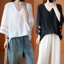 シャツ ブラウス レディース 七分袖 コーデ カットソー 韓国 可愛い 薄手 ゆったり 30代 白 20代 50代 透け感 ス ホワイト 秋 ブラック 40代 夏 春 シースルー カジュアル フェミニン 黒 おしゃれ Tシャツ