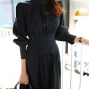 秋 長袖 レディース カジュアル 紺 ロング 30代 50代 パフスリーブ ミモレ丈 袖あり 20代 夏 ネイビー ワンピ 春 エレガント オフィス ドレス 40代 おしゃれ フレアスカート お呼ばれ ワンピース ロング丈