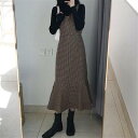 ブラック 冬 30代 大きいサイズ フレア ス セットアップ ニット 黒 フェミニン クラシカル ミモレ丈 20代 ワンピース ジャンパースカート 千鳥格子 春 50代 40代 秋 ハイネック レディース ブラウン