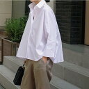 シャツ 大人 可愛い ス 夏 秋 20代 長袖 オーバーサイズ カジュアル レディース 白 春 おしゃれ コーデ カットソー ブラウス ホワイト 薄手 40代 韓国 体型カバー 大きいサイズ 30代 50代