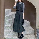 カットソー ドット 2点セット 大人 セットアップ 春 レディース タートルネック 可愛い エレガント 水玉 カジュアル 30代 レイヤード ミモレ丈 秋 冬 ハイネック グレー 40代 ワンピース インナー 長袖 プリーツ 20代 50代 ジャンパースカート