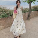 20代 ノースリーブ Aライン 大人 春 ゆったり ロング丈 フラワー ホワイト リゾート レディース 上品 ドレス 40代 30代 シンプル ワンピース フェ...