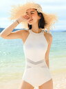 スイムウェア 大人可愛い プール スイムウェア カジュアル ガーリー 上品 レディース メッシュ L S リゾート XL モダン 海 ホルターネック シンプル ビーチ M 送料無料 かわいい こなれ感 旅行 存在感 主役級 個性的 水着 透け感 ホワイト ワンピース ブラック