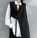 ベルト 送料無料 カーディガン ブラック 前開き クール 大人可愛い 主役級 モノトーン かわいい 存在感 上品 ジレ 羽織 襟付き アシンメトリー かっこいい ワンサイズ こなれ感 カジュアル ジレ 個性的 アウター レディース シンプル コーデ モード ス