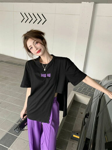 set ス ツーピース ボトムス Tシャツ スリットパンツ レディース 半袖Tシャツ ワイドパンツ カットソー up スーツ ストレートパンツ ファッション 【セットアップ】半袖スリットTシャツ+ワイドスリットパンツ set ス ツーピース ボトムス Tシャツ スリットパンツ レディース 半袖Tシャツ ワイドパンツ カットソー up スーツ ストレートパンツ ファッション 【セットアップ】半袖スリットTシャツ+ワイドスリットパンツ